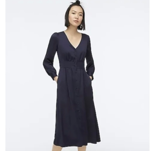 NWT J. Crew Satin A-line Midi Dress - Picture 4 of 9